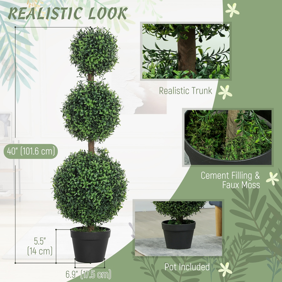 Image 994989_ALTMORE3.jpg, Product 994-989 / Price $114.99, HOMCOM 2 Pack Artificial Boxwood Topiary Ball Trees, Fake Plants in Pot from HOMCOM on TSC.ca's Home & Garden department
