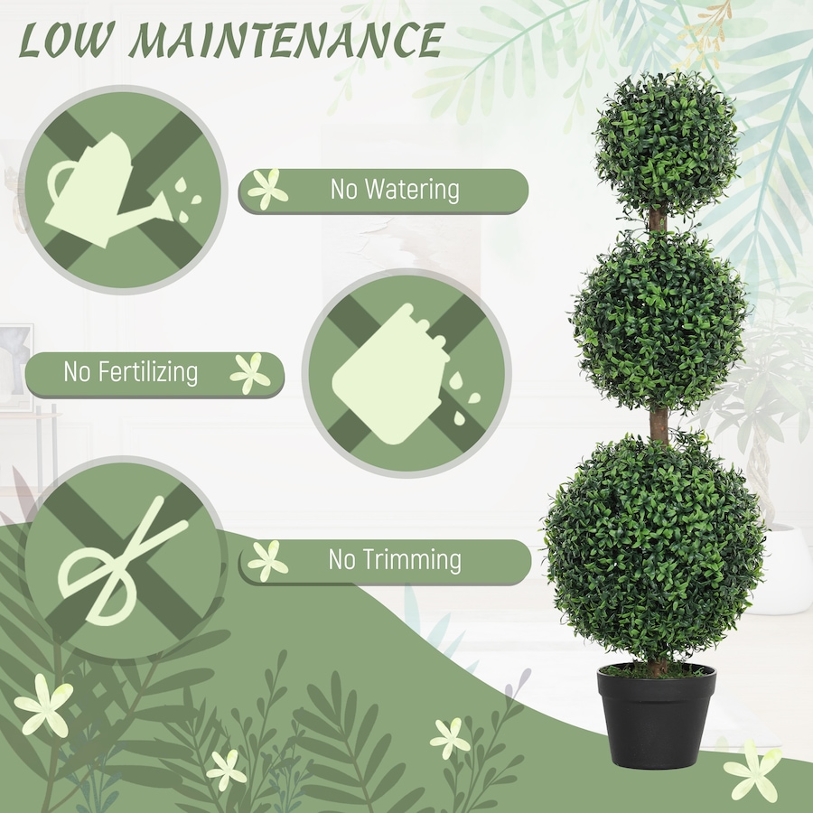 Image 994989_ALTMORE5.jpg, Product 994-989 / Price $114.99, HOMCOM 2 Pack Artificial Boxwood Topiary Ball Trees, Fake Plants in Pot from HOMCOM on TSC.ca's Home & Garden department
