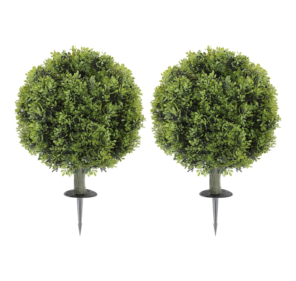 Image 994997.jpg, Product 994-997 / Price $79.99, HOMCOM 2PC Artificial Boxwood Topiary Balls, Fake Plants with Ground Stake from HOMCOM on TSC.ca's Home & Garden department