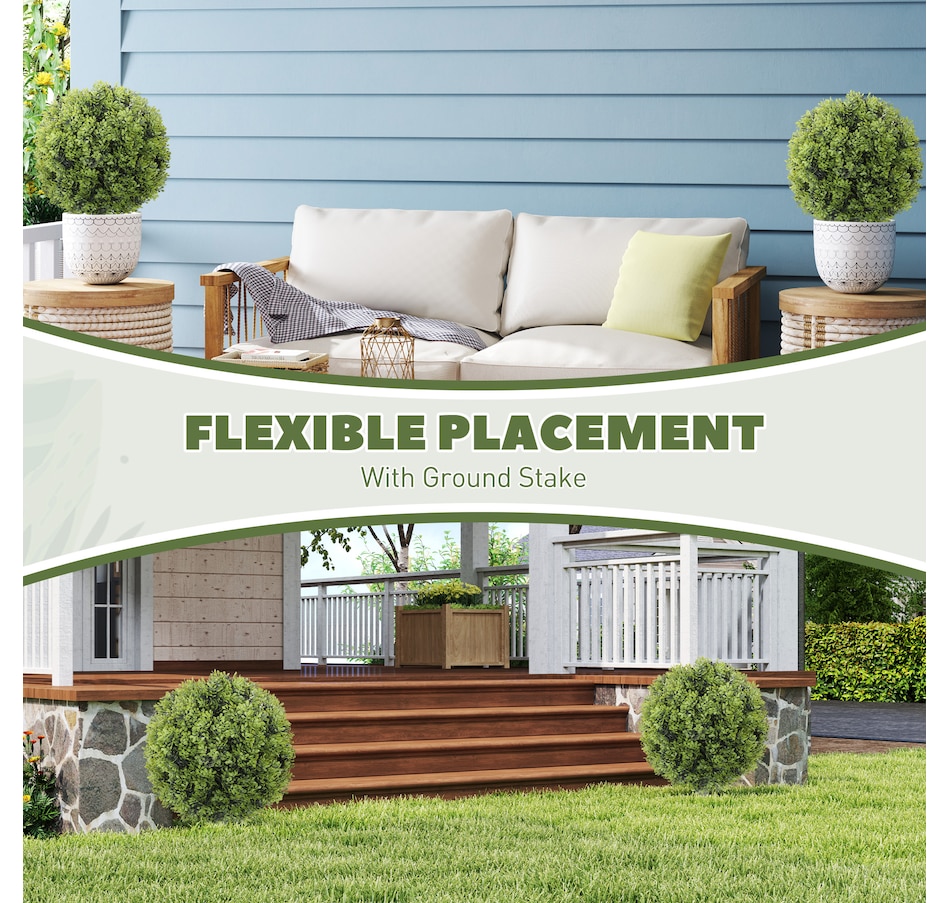 Image 994997_ALTMORE3.jpg, Product 994-997 / Price $79.99, HOMCOM 2PC Artificial Boxwood Topiary Balls, Fake Plants with Ground Stake from HOMCOM on TSC.ca's Home & Garden department
