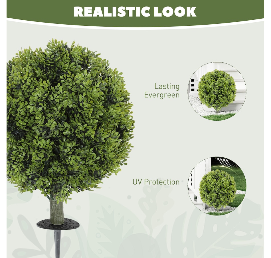 Image 994997_ALTMORE5.jpg, Product 994-997 / Price $79.99, HOMCOM 2PC Artificial Boxwood Topiary Balls, Fake Plants with Ground Stake from HOMCOM on TSC.ca's Home & Garden department