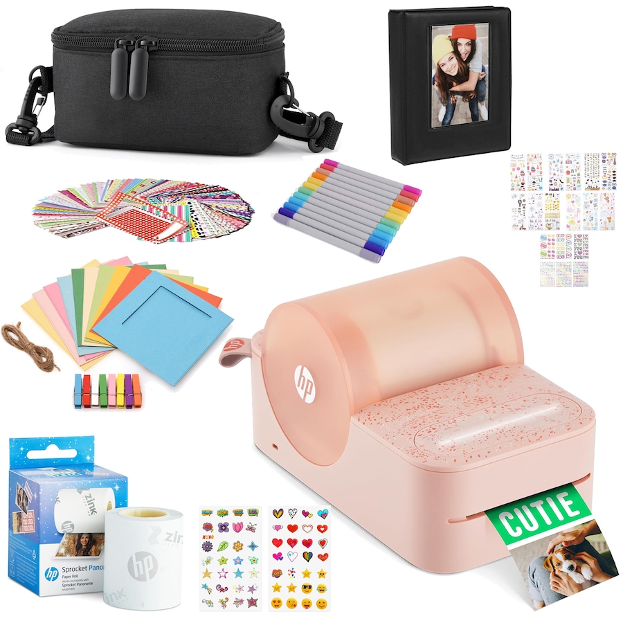 Image 995006_ST02.jpg, Product 995-006 / Price $319.99, HP Sprocket Panorama Instant Label Printer & Photo Printer Gift Bundle - Grey from HP - Hewlett Packard on TSC.ca's Toys & Hobbies department