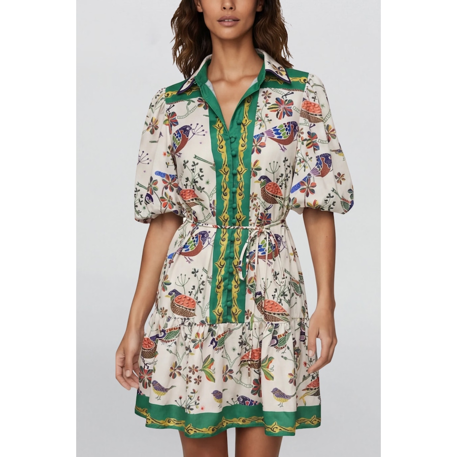 Image 995519_ST01.png, Product 995-519 / Price $137.44, Boho Bird Print Dress Bell Sleeves Belt from ANNICK on TSC.ca's Fashion department