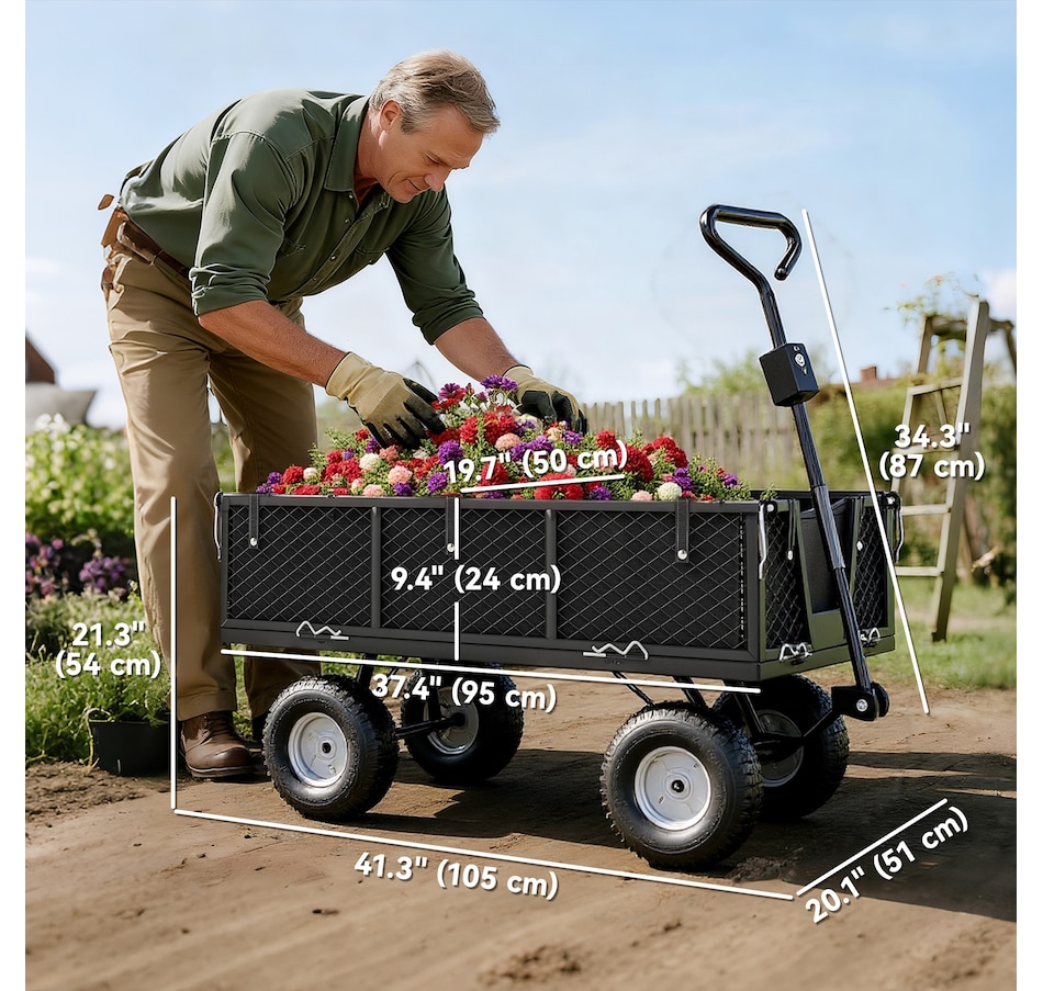 Image 996971_ALTMORE10.jpg, Product 996-971 / Price $149.99, Outsunny Garden Wagon Cart with Removable Liner, Quick-Release Sides from Outsunny on TSC.ca's Home & Garden department