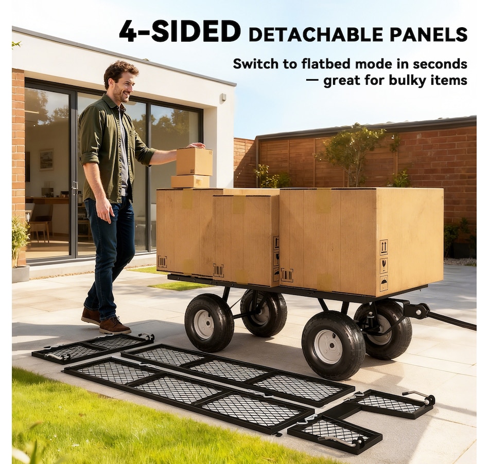 Image 996971_ALTMORE11.jpg, Product 996-971 / Price $149.99, Outsunny Garden Wagon Cart with Removable Liner, Quick-Release Sides from Outsunny on TSC.ca's Home & Garden department
