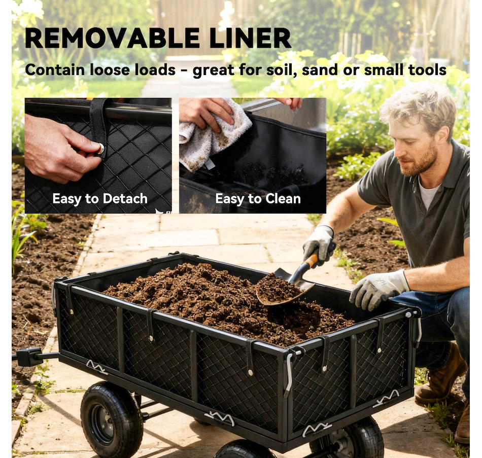 Image 996971_ALTMORE12.jpg, Product 996-971 / Price $149.99, Outsunny Garden Wagon Cart with Removable Liner, Quick-Release Sides from Outsunny on TSC.ca's Home & Garden department