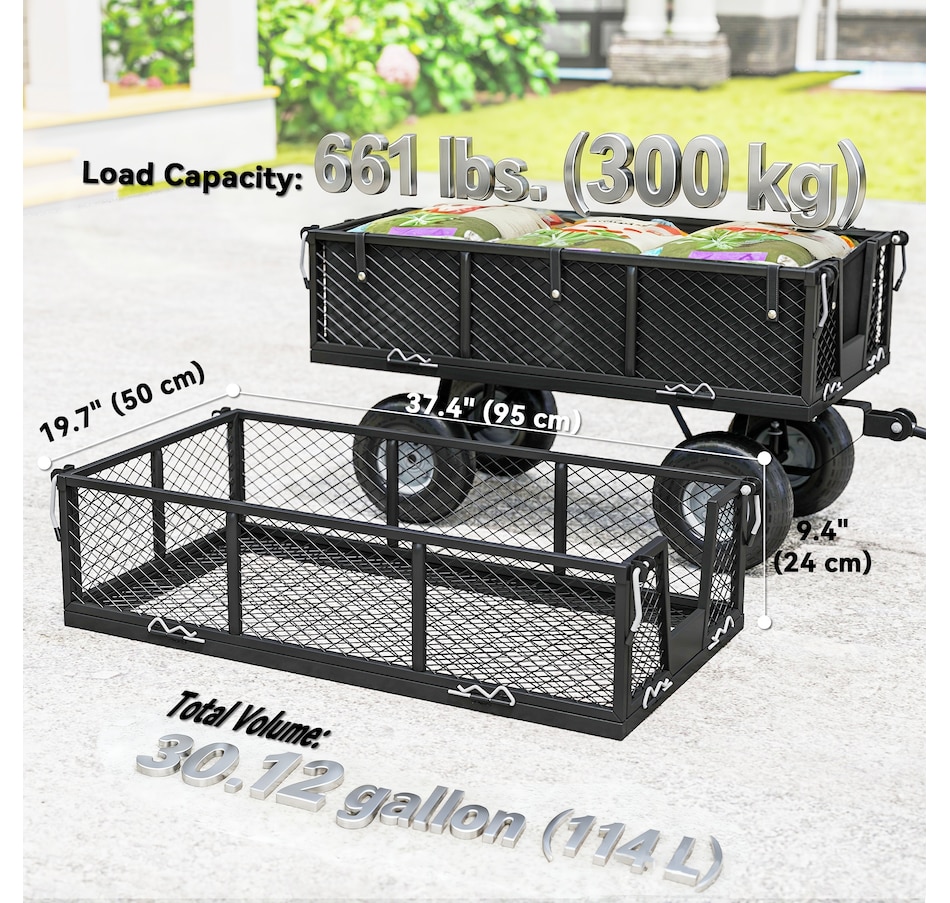 Image 996971_ALTMORE14.jpg, Product 996-971 / Price $149.99, Outsunny Garden Wagon Cart with Removable Liner, Quick-Release Sides from Outsunny on TSC.ca's Home & Garden department