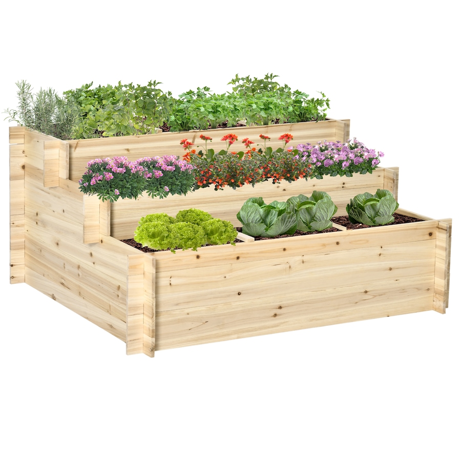 Image 996975.jpg, Product 996-975 / Price $104.99, Outsunny Raised Garden Bed with 9 Grow Grids and Non-woven Fabric, Natural from Outsunny on TSC.ca's Home & Garden department