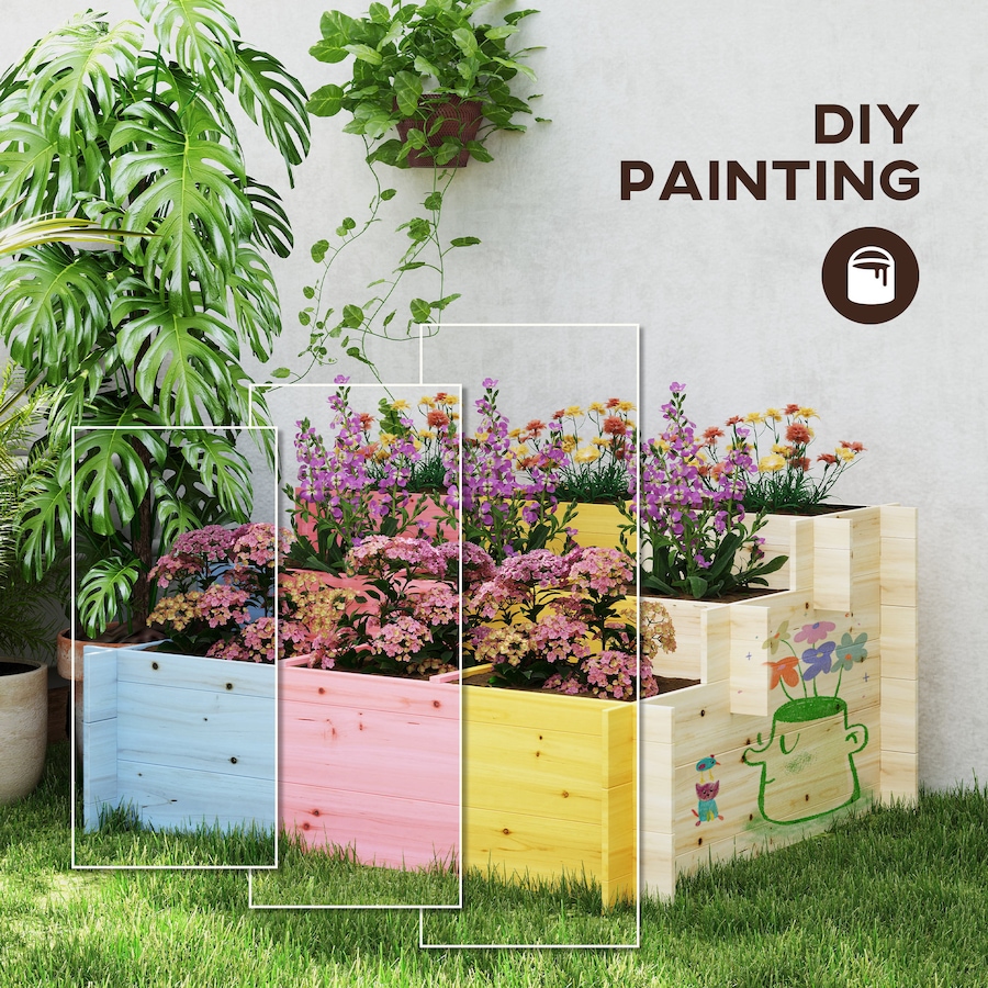 Image 996975_ALTMORE6.jpg, Product 996-975 / Price $104.99, Outsunny Raised Garden Bed with 9 Grow Grids and Non-woven Fabric, Natural from Outsunny on TSC.ca's Home & Garden department