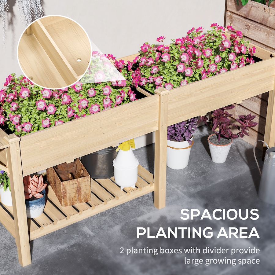 Image 996977_ALTMORE10.jpg, Product 996-977 / Price $149.99, Outsunny Raised Garden Bed, Wood Garden Box with Bottom Shelf, Natural from Outsunny on TSC.ca's Home & Garden department