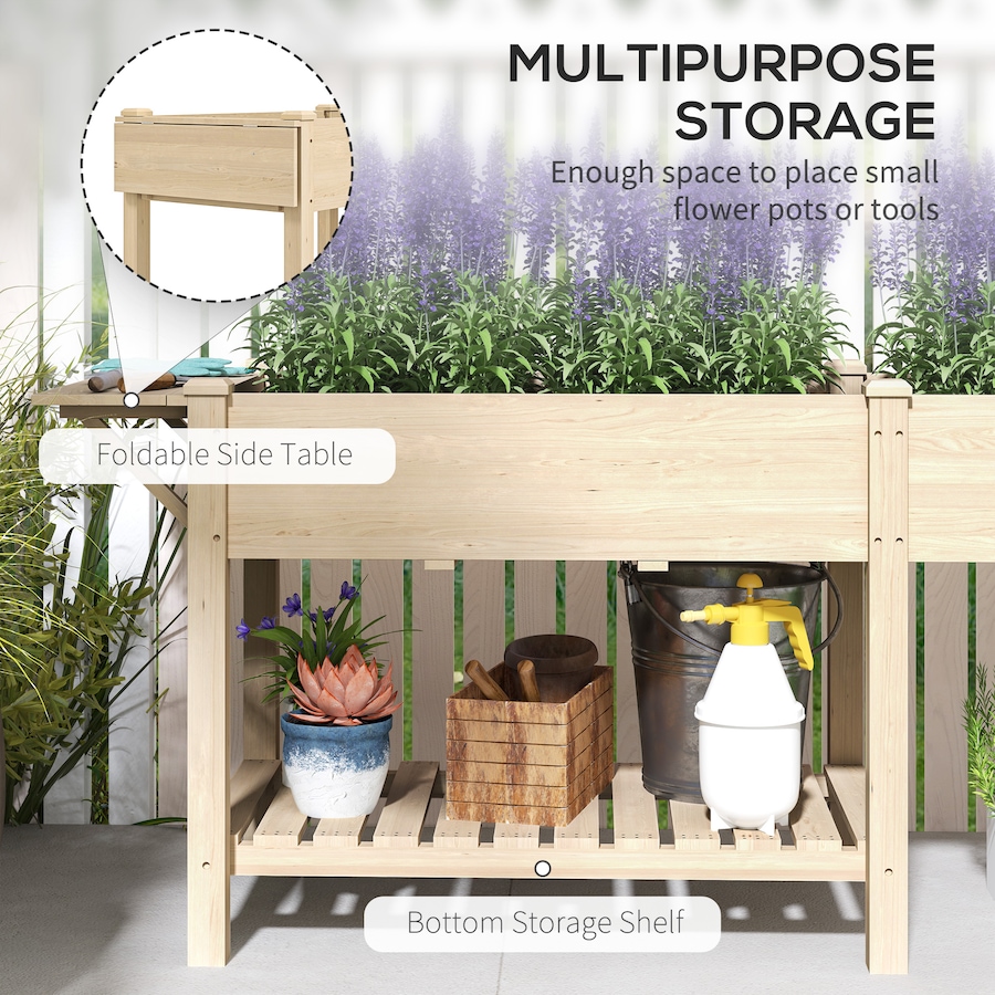 Image 996977_ALTMORE11.jpg, Product 996-977 / Price $149.99, Outsunny Raised Garden Bed, Wood Garden Box with Bottom Shelf, Natural from Outsunny on TSC.ca's Home & Garden department