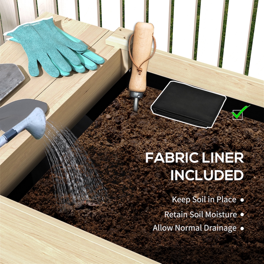 Image 996977_ALTMORE12.jpg, Product 996-977 / Price $149.99, Outsunny Raised Garden Bed, Wood Garden Box with Bottom Shelf, Natural from Outsunny on TSC.ca's Home & Garden department