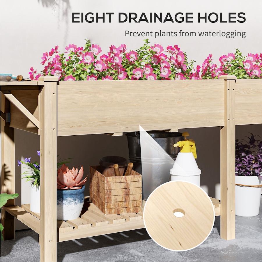 Image 996977_ALTMORE13.jpg, Product 996-977 / Price $149.99, Outsunny Raised Garden Bed, Wood Garden Box with Bottom Shelf, Natural from Outsunny on TSC.ca's Home & Garden department