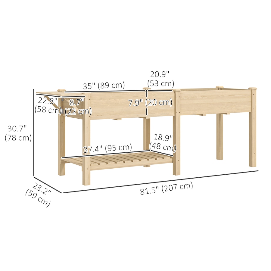 Image 996977_ALTMORE2.jpg, Product 996-977 / Price $149.99, Outsunny Raised Garden Bed, Wood Garden Box with Bottom Shelf, Natural from Outsunny on TSC.ca's Home & Garden department
