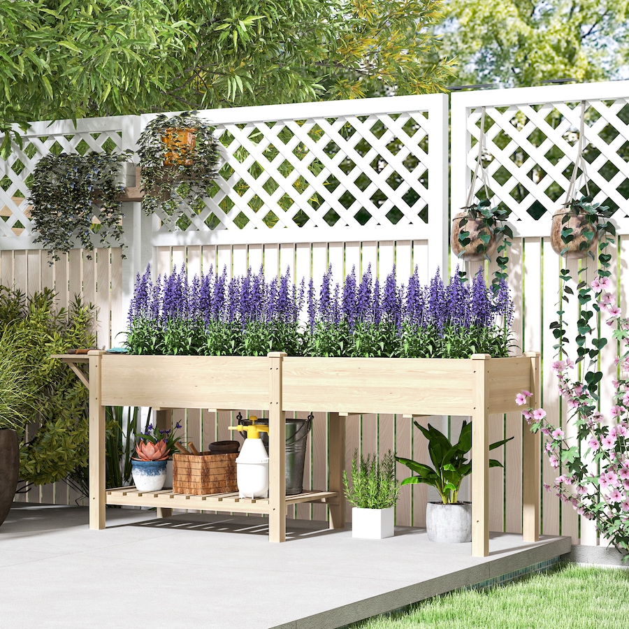 Image 996977_ALTMORE9.jpg, Product 996-977 / Price $149.99, Outsunny Raised Garden Bed, Wood Garden Box with Bottom Shelf, Natural from Outsunny on TSC.ca's Home & Garden department