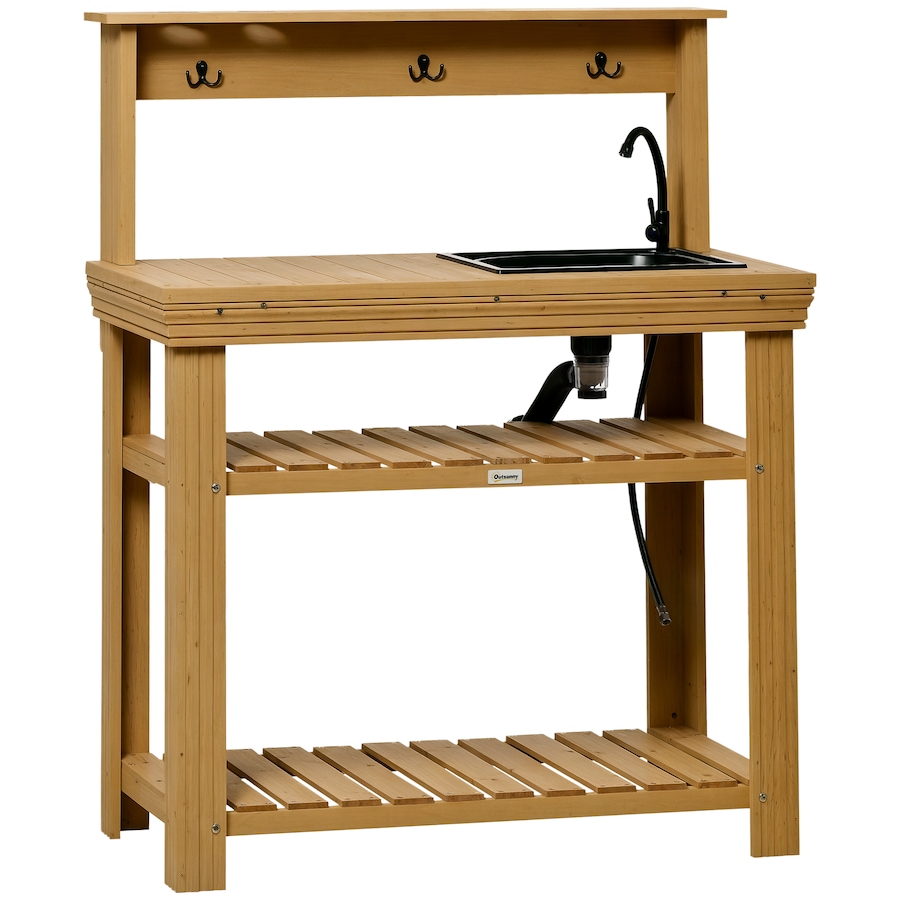 Image 996978.jpg, Product 996-978 / Price $159.99, Outsunny Potting Benches for Outside with Faucet, Removable Sink, Shelves from Outsunny on TSC.ca's Home & Garden department
