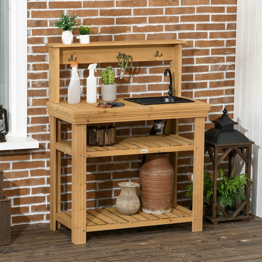 Image 996978_ALTMORE1.jpg, Product 996-978 / Price $159.99, Outsunny Potting Benches for Outside with Faucet, Removable Sink, Shelves from Outsunny on TSC.ca's Home & Garden department