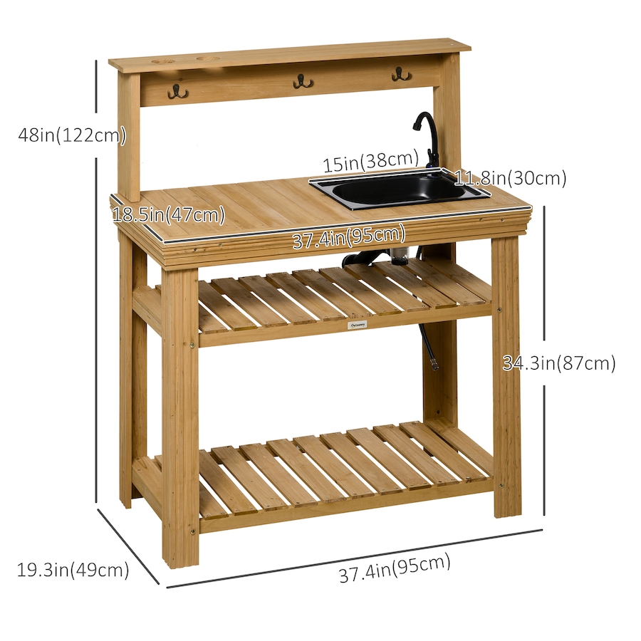 Image 996978_ALTMORE2.jpg, Product 996-978 / Price $159.99, Outsunny Potting Benches for Outside with Faucet, Removable Sink, Shelves from Outsunny on TSC.ca's Home & Garden department