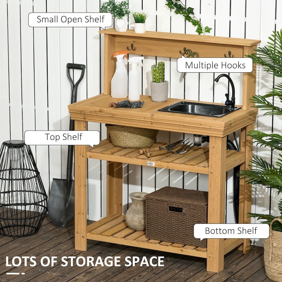 Image 996978_ALTMORE3.jpg, Product 996-978 / Price $159.99, Outsunny Potting Benches for Outside with Faucet, Removable Sink, Shelves from Outsunny on TSC.ca's Home & Garden department