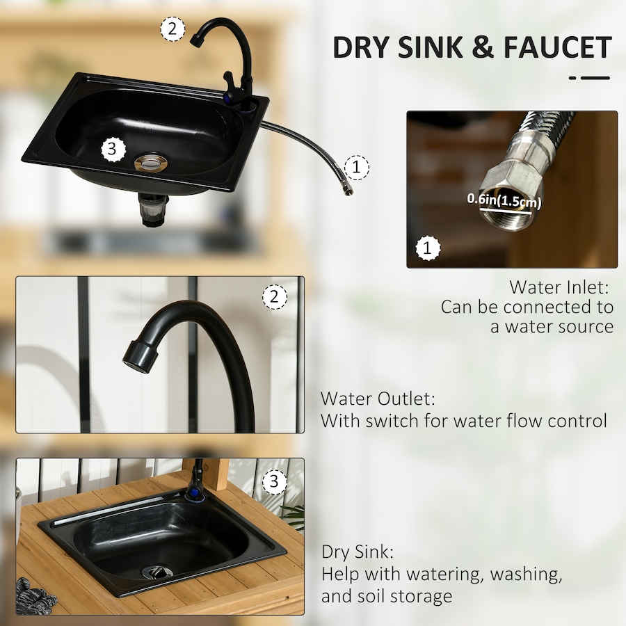 Image 996978_ALTMORE4.jpg, Product 996-978 / Price $159.99, Outsunny Potting Benches for Outside with Faucet, Removable Sink, Shelves from Outsunny on TSC.ca's Home & Garden department