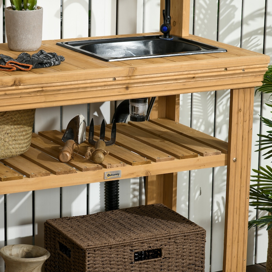Image 996978_ALTMORE7.jpg, Product 996-978 / Price $159.99, Outsunny Potting Benches for Outside with Faucet, Removable Sink, Shelves from Outsunny on TSC.ca's Home & Garden department