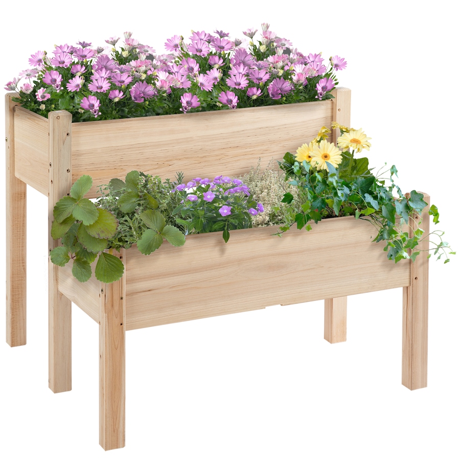 Image 996979.jpg, Product 996-979 / Price $109.99, Outsunny 34"x34"x28" 2-Tier Raised Garden Bed Wooden Planter Box for Backyard from Outsunny on TSC.ca's Home & Garden department