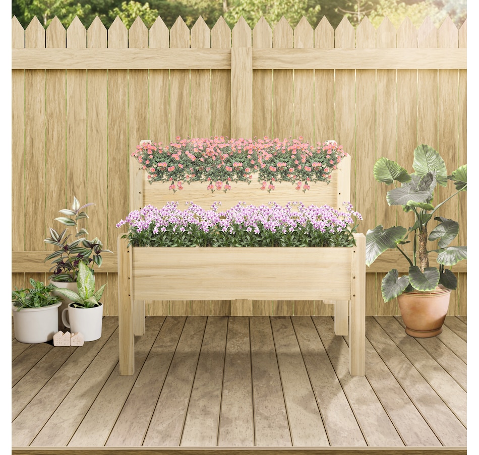 Image 996979_ALTMORE1.jpg, Product 996-979 / Price $114.99, Outsunny 34"x34"x28" 2-Tier Raised Garden Bed Wooden Planter Box for Backyard from Outsunny on TSC.ca's Home & Garden department