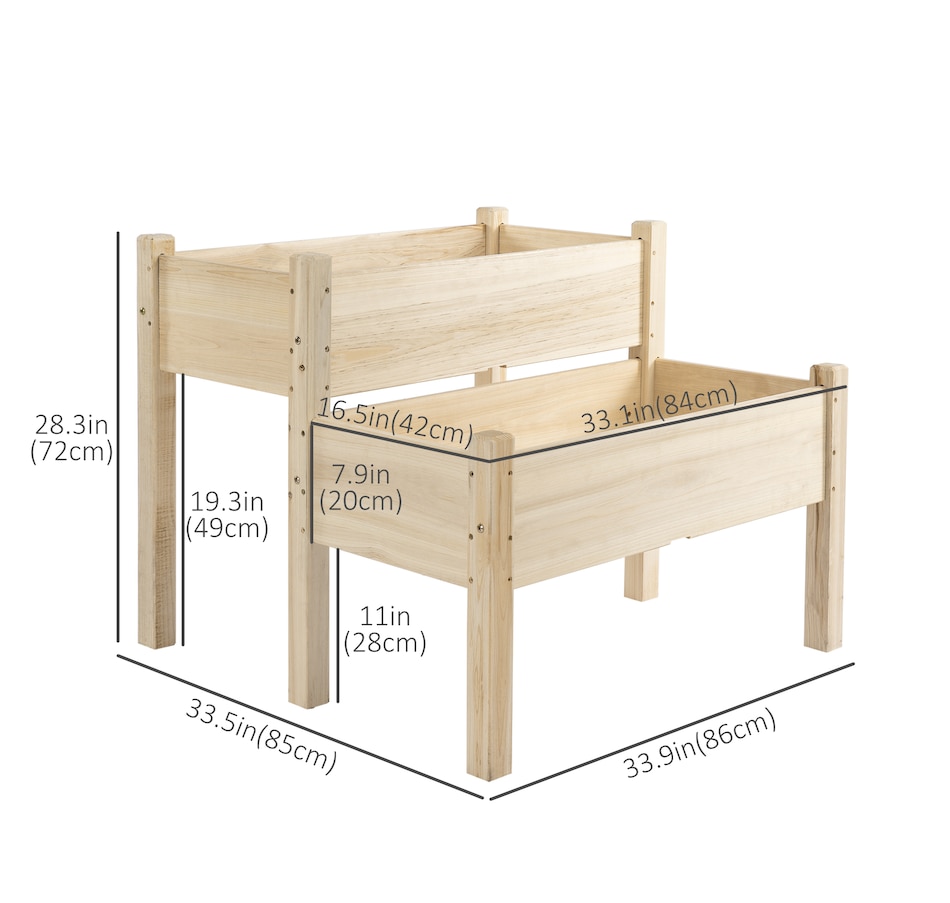 Image 996979_ALTMORE2.jpg, Product 996-979 / Price $114.99, Outsunny 34"x34"x28" 2-Tier Raised Garden Bed Wooden Planter Box for Backyard from Outsunny on TSC.ca's Home & Garden department