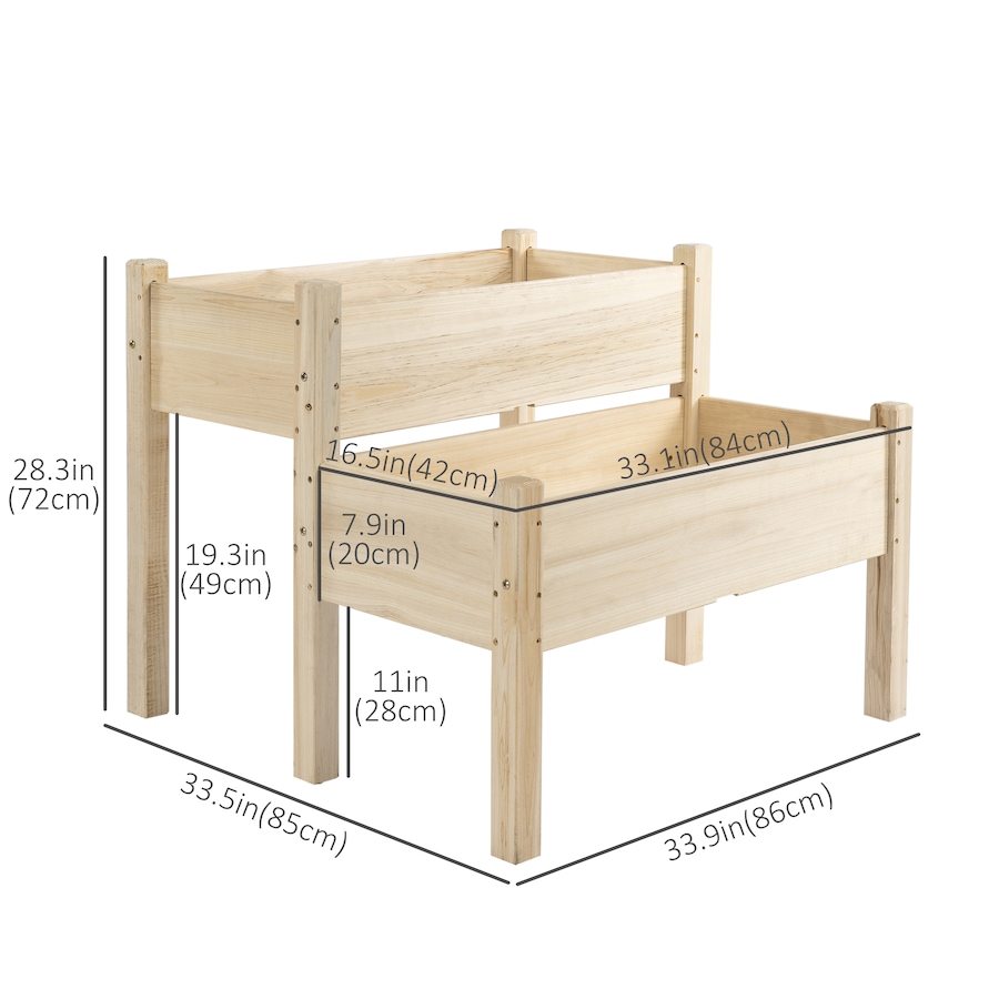 Image 996979_ALTMORE2.jpg, Product 996-979 / Price $109.99, Outsunny 34"x34"x28" 2-Tier Raised Garden Bed Wooden Planter Box for Backyard from Outsunny on TSC.ca's Home & Garden department