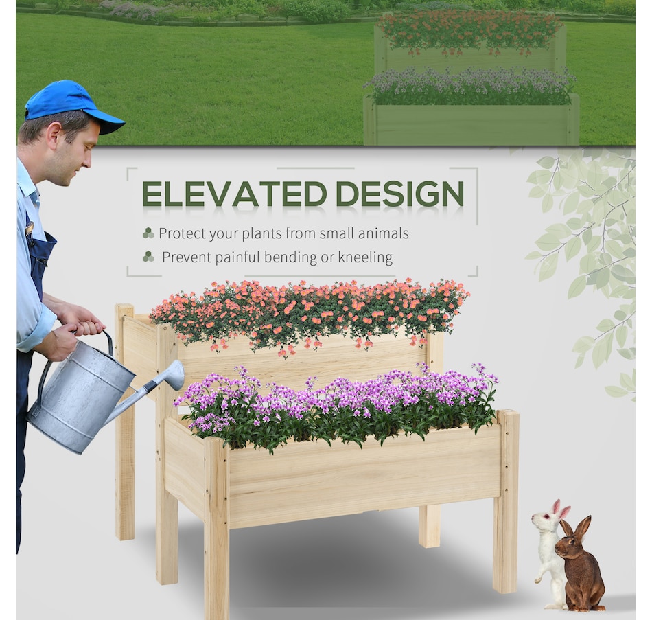 Image 996979_ALTMORE3.jpg, Product 996-979 / Price $114.99, Outsunny 34"x34"x28" 2-Tier Raised Garden Bed Wooden Planter Box for Backyard from Outsunny on TSC.ca's Home & Garden department