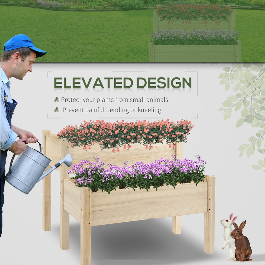 Image 996979_ALTMORE3.jpg, Product 996-979 / Price $109.99, Outsunny 34"x34"x28" 2-Tier Raised Garden Bed Wooden Planter Box for Backyard from Outsunny on TSC.ca's Home & Garden department