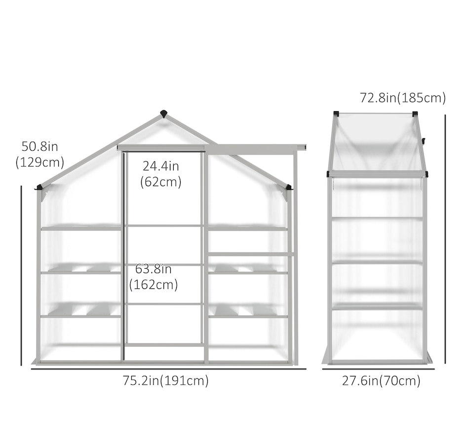 Image 997007_ALTMORE10.jpg, Product 997-007 / Price $322.99, Outsunny Walk-in Greenhouse with 3-Tier Shelves, Polycarbonate Cold Frame from Outsunny on TSC.ca's Home & Garden department