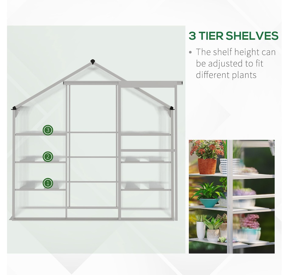 Image 997007_ALTMORE11.jpg, Product 997-007 / Price $322.99, Outsunny Walk-in Greenhouse with 3-Tier Shelves, Polycarbonate Cold Frame from Outsunny on TSC.ca's Home & Garden department