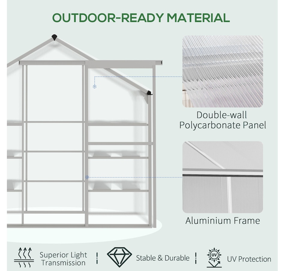 Image 997007_ALTMORE13.jpg, Product 997-007 / Price $322.99, Outsunny Walk-in Greenhouse with 3-Tier Shelves, Polycarbonate Cold Frame from Outsunny on TSC.ca's Home & Garden department