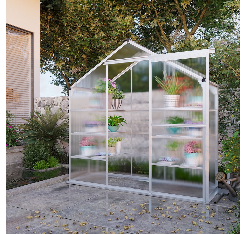 Image 997007_ALTMORE9.jpg, Product 997-007 / Price $322.99, Outsunny Walk-in Greenhouse with 3-Tier Shelves, Polycarbonate Cold Frame from Outsunny on TSC.ca's Home & Garden department