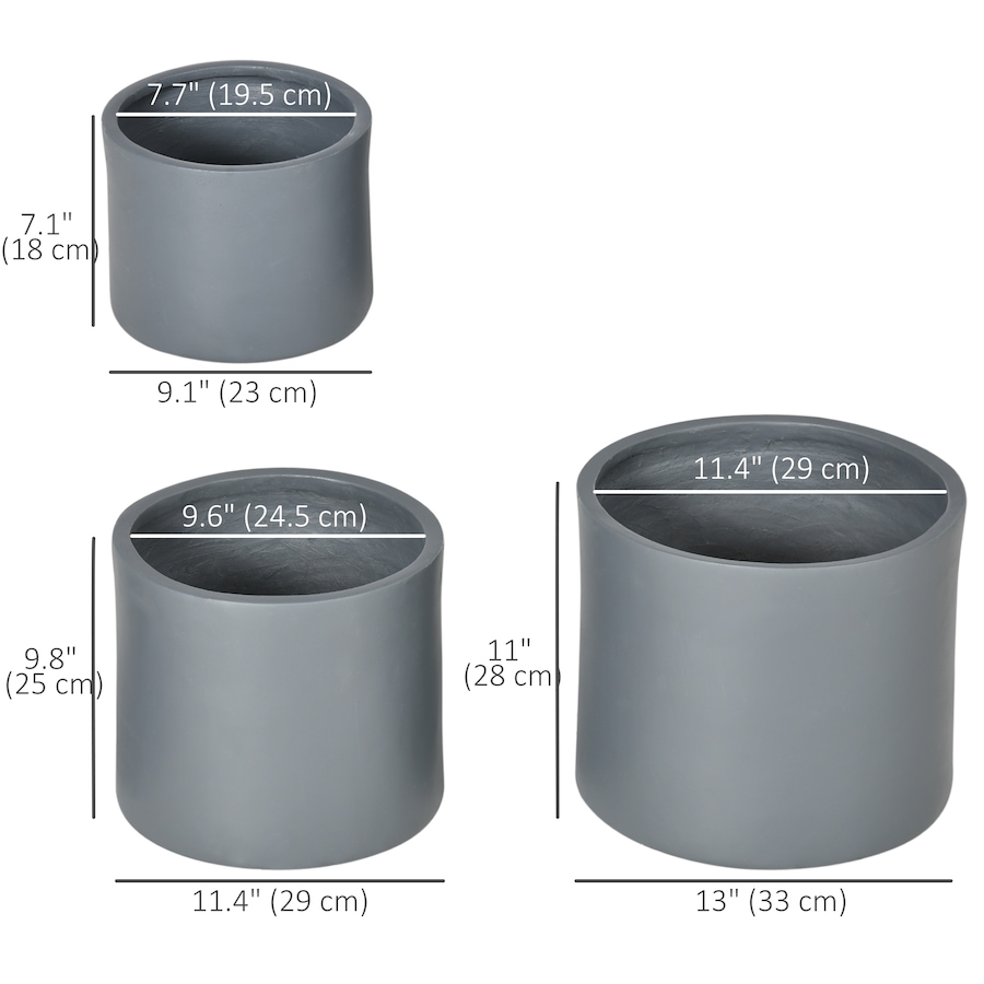 Image 997008_ALTMORE2.jpg, Product 997-008 / Price $72.99, Outsunny Set of 3 Flower Pots, Flower Pots with Drainage Holes from Outsunny on TSC.ca's Home & Garden department