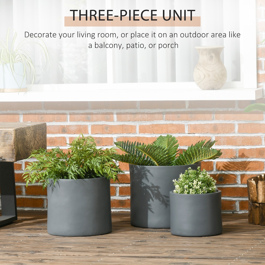 Image 997008_ALTMORE3.jpg, Product 997-008 / Price $72.99, Outsunny Set of 3 Flower Pots, Flower Pots with Drainage Holes from Outsunny on TSC.ca's Home & Garden department