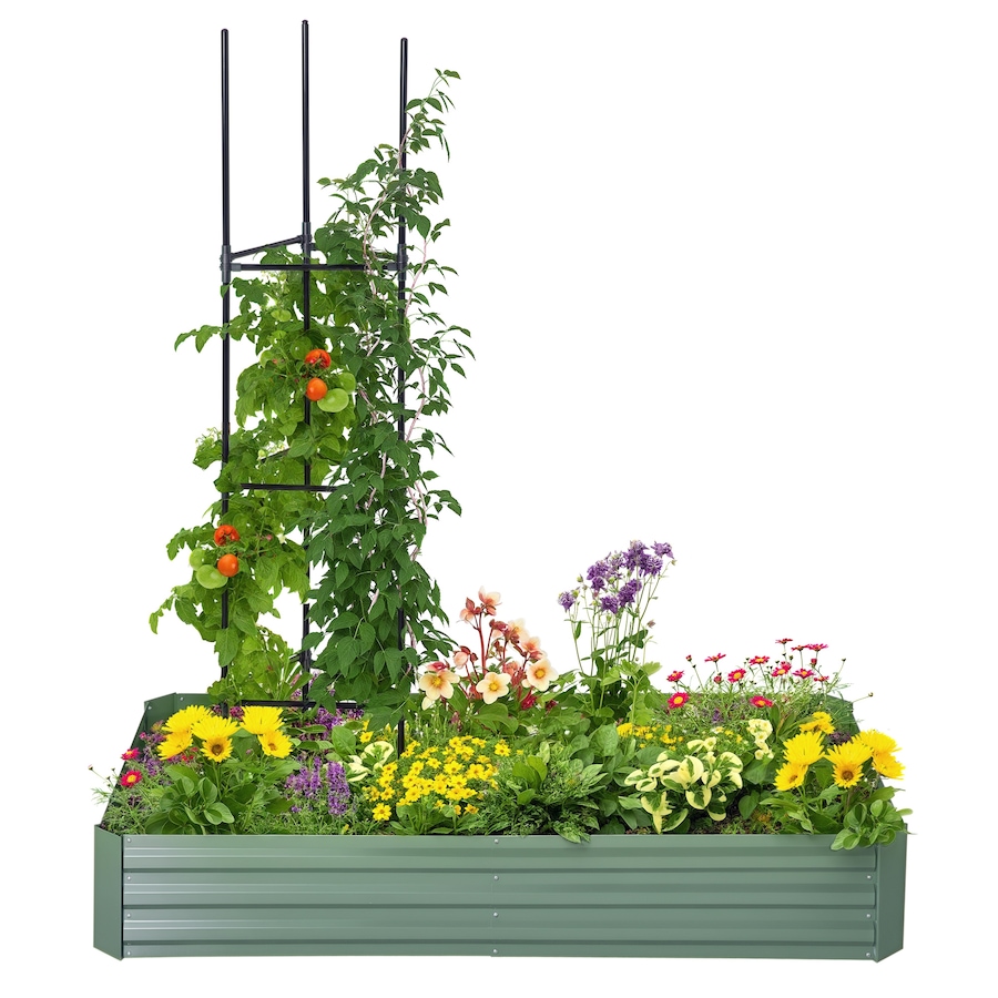 Image 997018.jpg, Product 997-018 / Price $68.99, Outsunny Raised Garden Bed with 2 Trellis Tomato Cages, Light Green from Outsunny on TSC.ca's Home & Garden department