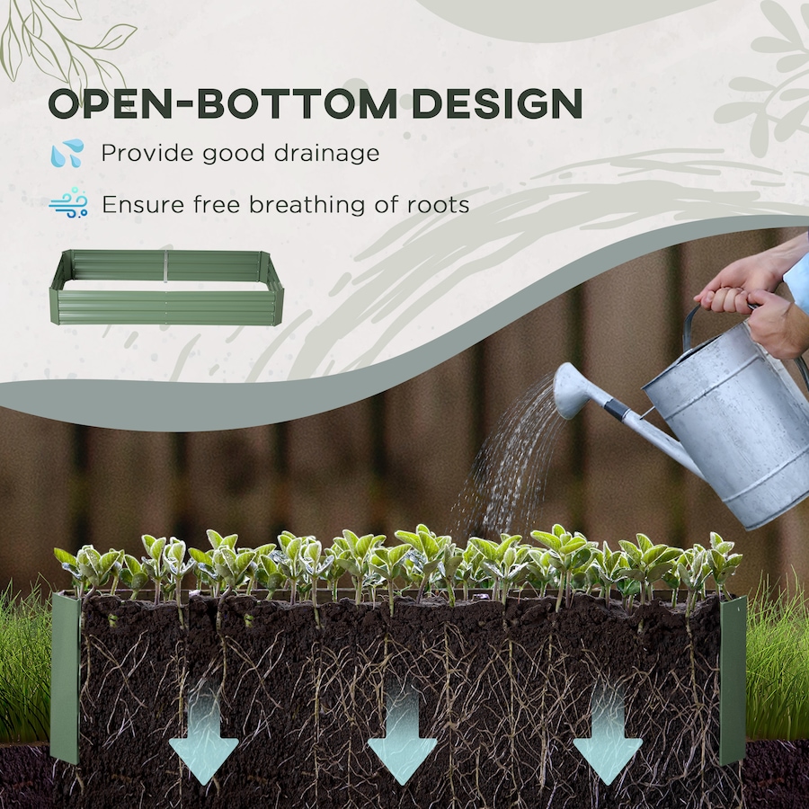 Image 997018_ALTMORE3.jpg, Product 997-018 / Price $68.99, Outsunny Raised Garden Bed with 2 Trellis Tomato Cages, Light Green from Outsunny on TSC.ca's Home & Garden department