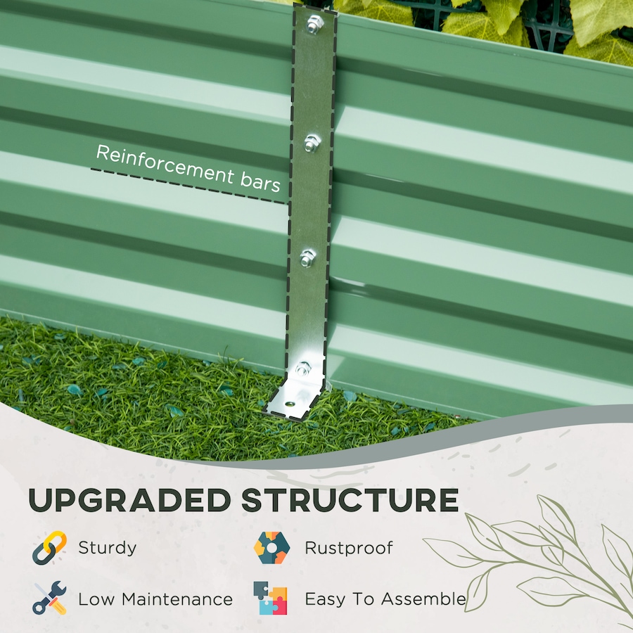 Image 997018_ALTMORE4.jpg, Product 997-018 / Price $68.99, Outsunny Raised Garden Bed with 2 Trellis Tomato Cages, Light Green from Outsunny on TSC.ca's Home & Garden department