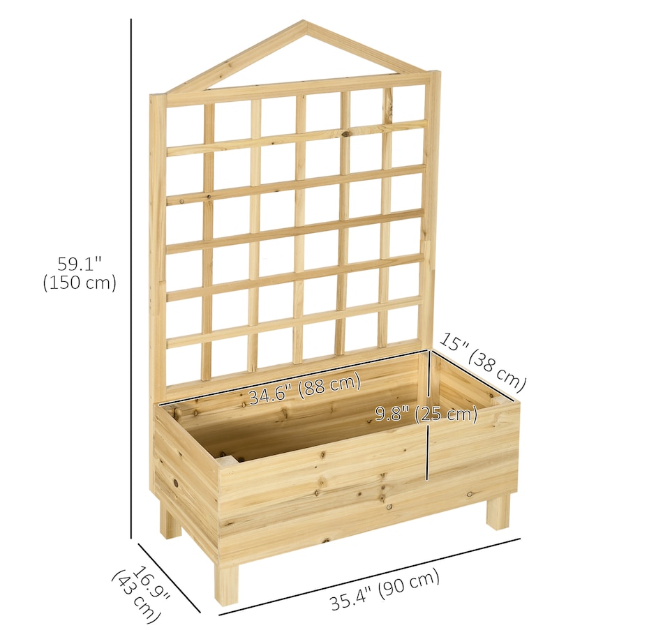 Image 997024_ALTMORE10.jpg, Product 997-024 / Price $94.99, Outsunny 59" Raised Garden Bed Wooden Planters Box with Trellis, Natural from Outsunny on TSC.ca's Home & Garden department
