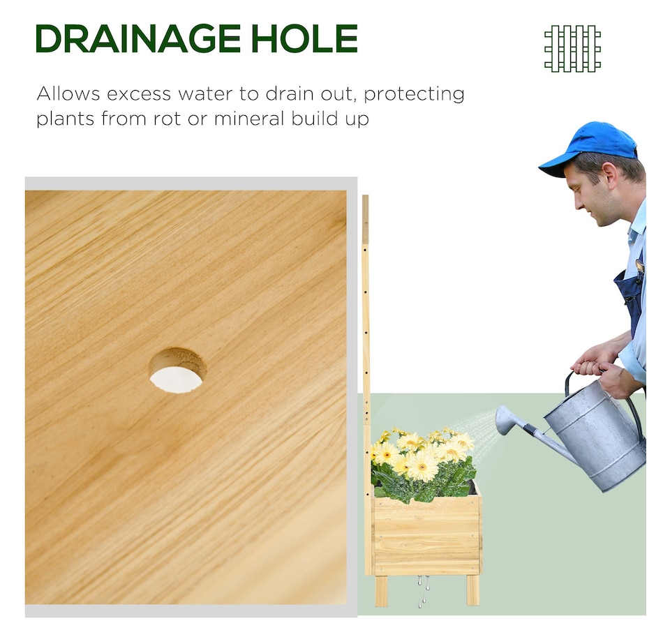 Image 997024_ALTMORE12.jpg, Product 997-024 / Price $94.99, Outsunny 59" Raised Garden Bed Wooden Planters Box with Trellis, Natural from Outsunny on TSC.ca's Home & Garden department