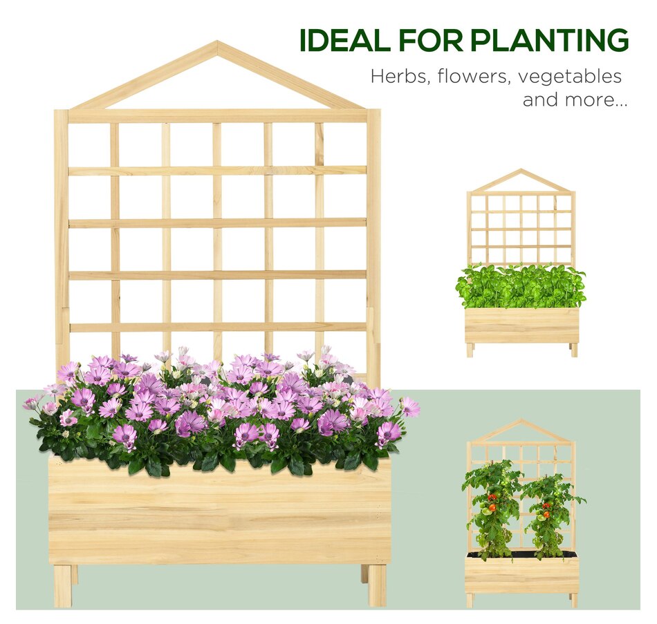 Image 997024_ALTMORE14.jpg, Product 997-024 / Price $94.99, Outsunny 59" Raised Garden Bed Wooden Planters Box with Trellis, Natural from Outsunny on TSC.ca's Home & Garden department