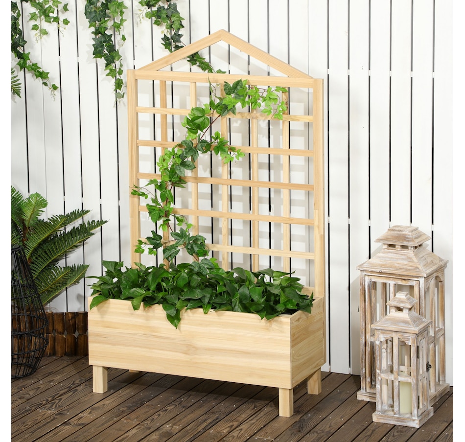 Image 997024_ALTMORE9.jpg, Product 997-024 / Price $94.99, Outsunny 59" Raised Garden Bed Wooden Planters Box with Trellis, Natural from Outsunny on TSC.ca's Home & Garden department