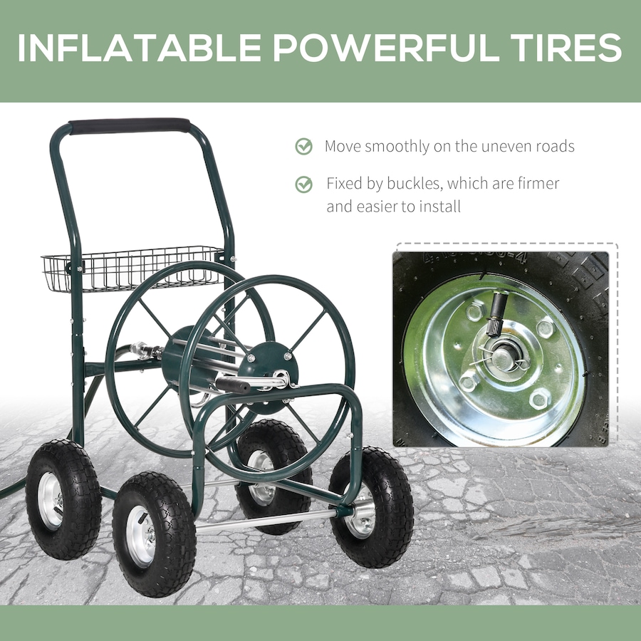 Image 997026_ALTMORE4.jpg, Product 997-026 / Price $159.99, Outsunny Garden Hose Reel Cart, Hose Organizer with Wheels, Storage Basket from Outsunny on TSC.ca's Home & Garden department