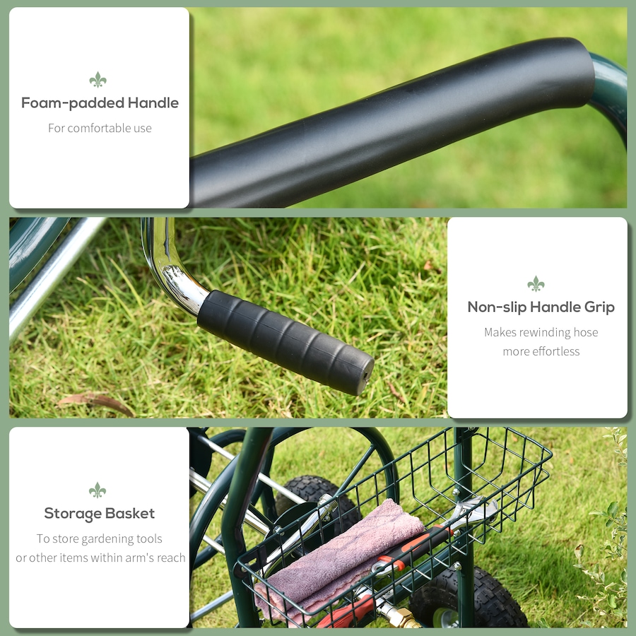 Image 997026_ALTMORE5.jpg, Product 997-026 / Price $159.99, Outsunny Garden Hose Reel Cart, Hose Organizer with Wheels, Storage Basket from Outsunny on TSC.ca's Home & Garden department