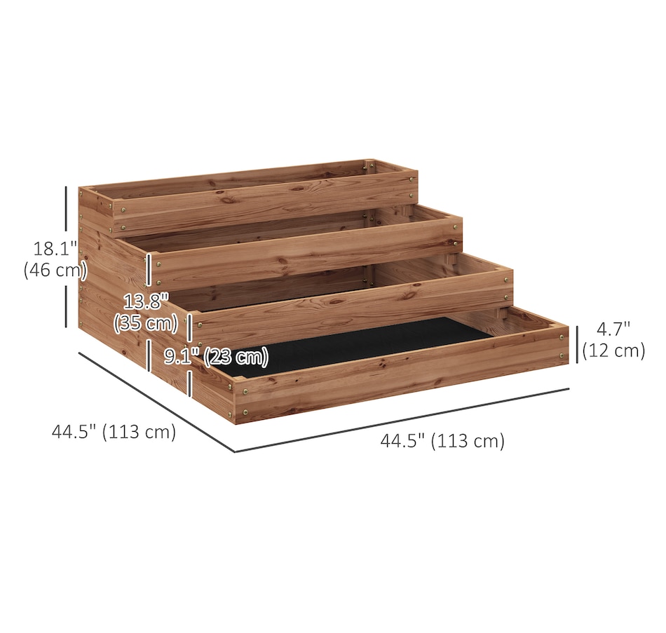 Image 997029_ALTMORE2.jpg, Product 997-029 / Price $112.99, Outsunny 4-Tier Raised Bed, Wooden Planter Box with Liner, Dark Brown from Outsunny on TSC.ca's Home & Garden department