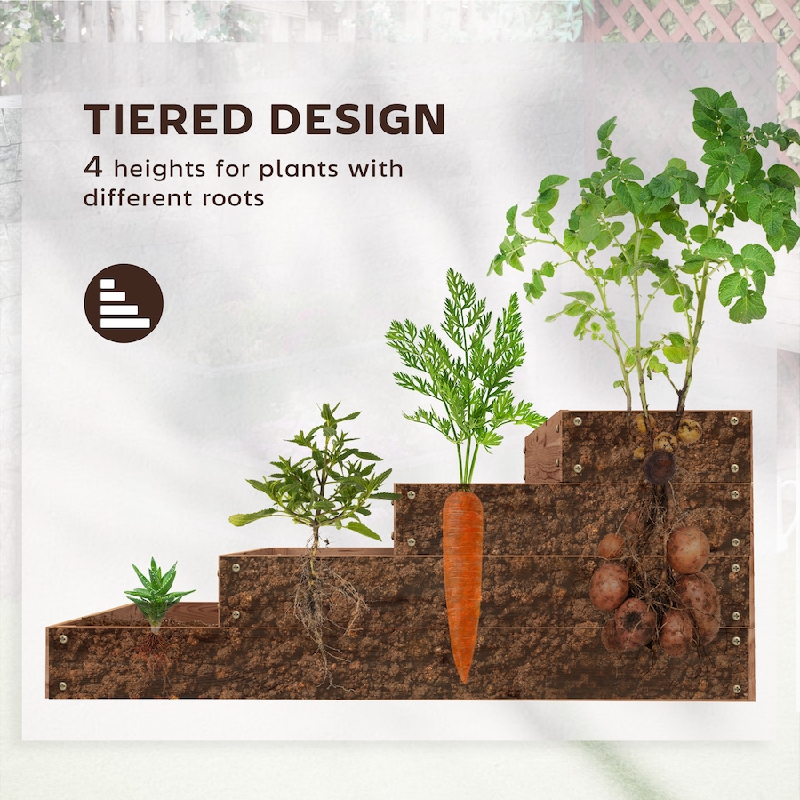 Image 997029_ALTMORE3.jpg, Product 997-029 / Price $119.99, Outsunny 4-Tier Raised Bed, Wooden Planter Box with Liner, Dark Brown from Outsunny on TSC.ca's Home & Garden department