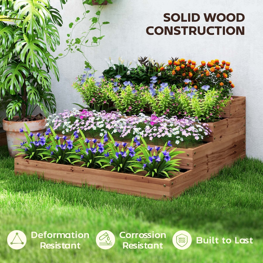 Image 997029_ALTMORE5.jpg, Product 997-029 / Price $119.99, Outsunny 4-Tier Raised Bed, Wooden Planter Box with Liner, Dark Brown from Outsunny on TSC.ca's Home & Garden department