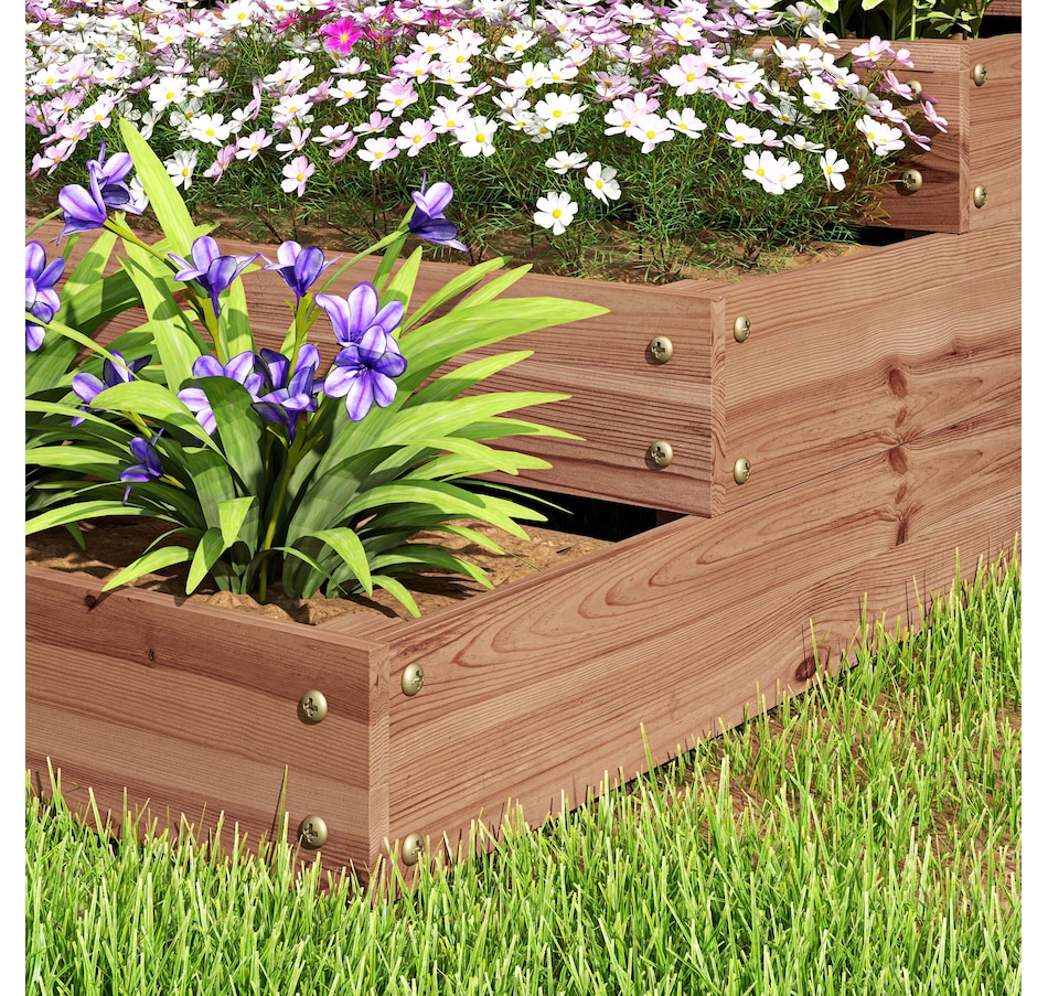 Image 997029_ALTMORE8.jpg, Product 997-029 / Price $112.99, Outsunny 4-Tier Raised Bed, Wooden Planter Box with Liner, Dark Brown from Outsunny on TSC.ca's Home & Garden department